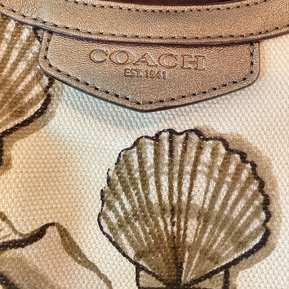 COACH SIGNATURE STRIPE SHELL PRINT large canvas SHOULDER BAG new with tags NWT - Picture 11 of 13